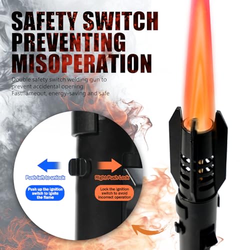 Camping Lighter, Torch Lighter, Straight Flame Bright Fire Refillable Windproof Adjustable Color with Safety Lock for Camp...
