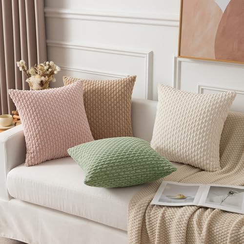 Kevin Textile 2 Packs Spring Decorative Throw Pillow Covers 18x18 Inch for Living Room Couch Bed Spring Sofa Soft Striped ...