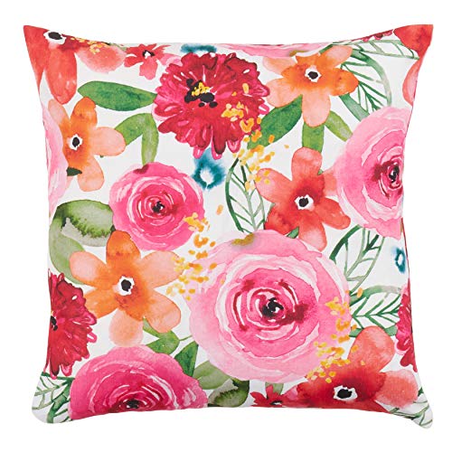 SARO LIFESTYLE Sara B Collection Santa Monica Floral Pillow Cover, 18", Multi