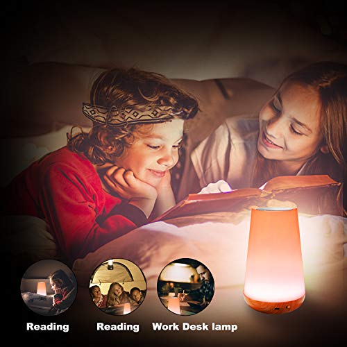 ROYFACC LED Night Light Touch Lamp Bedside Table Lamp for Kids Bedroom Rechargeable Dimmable with Remote Control Warm Whit...