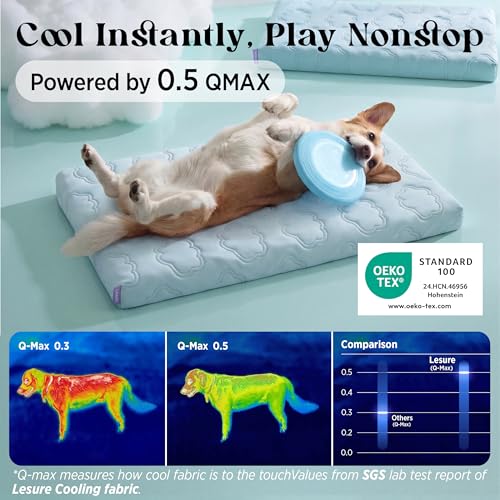 LE SURE Cooling Dog Bed Medium Size Dog, Q-Max>0.5 Cooling Mat with Removable Washable Cover, Breathable Orthopedic Egg Cr...