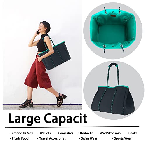 QOGiR Neoprene Multipurpose Beach Bag Tote with Inner Zipper Pocket … … … …