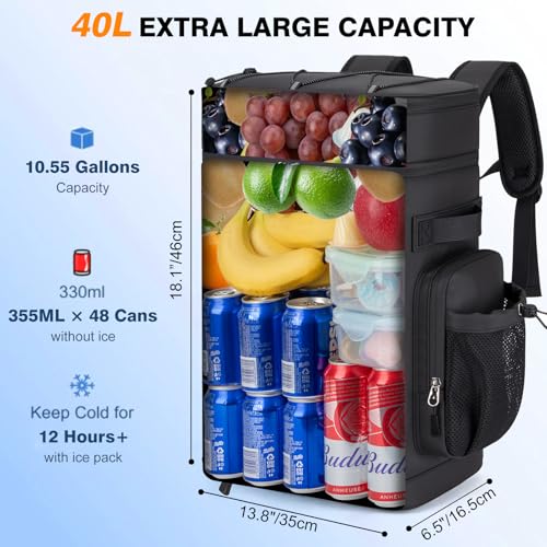 Jornova Insulated Cooler Backpack, 40L Leakproof Backpack with Double Compartments for Men & Women, Large Lunch Cooler for...