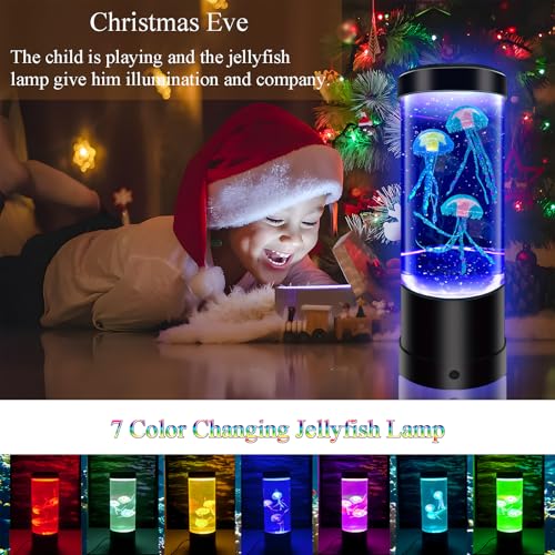Jellyfish Lamp,7 Color Changing Aquarium Light,USB/Battery Bubble Jellyfish Night Light,Desk Mood Lamp for Home Bedroom Ro...