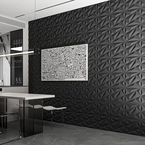 Art3dwallpanels 33 Pack 3D Wall Panel Diamond for Interior Wall Décor, PVC Flower Textured Wall Panels for Living Room Lob...