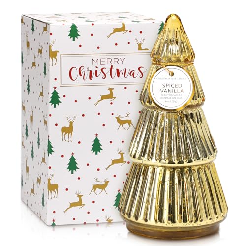 Christmas Tree Shaped Candle, Christmas Tree Scented Candles Gift, Tower Shaped Mercury Xmas Tree Candles, Winter Xmas Tab...
