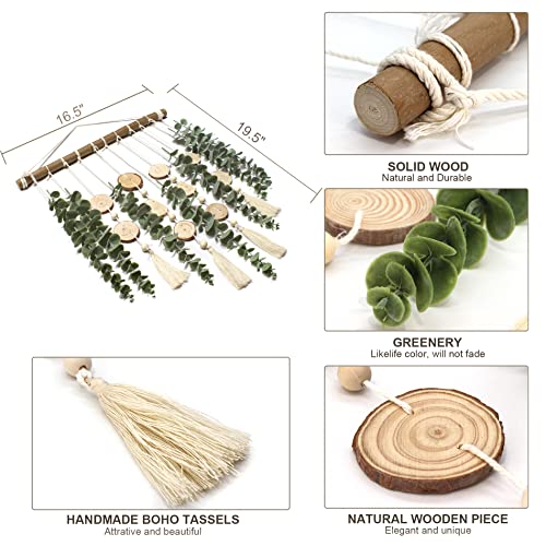 Artificial Eucalyptus Wall Decor Fake Greenery Leaves Stems Wall Hanging Plants on 16.5 inch Wooden Stick Boho Rustic Farm...
