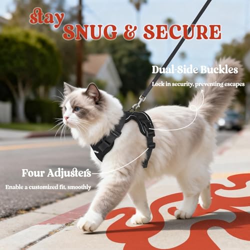 rabbitgoo Cat Harness and Leash for Walking, Escape Proof Soft Adjustable Vest Harnesses for Cats, Easy Control Breathable...