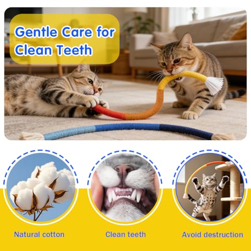 Retro Shaw Cat Toys Chew Ropes with Refillable Natural Catnip for Indoor Cats Safe Teeth Cleaning Interactive Kitten Nip K...