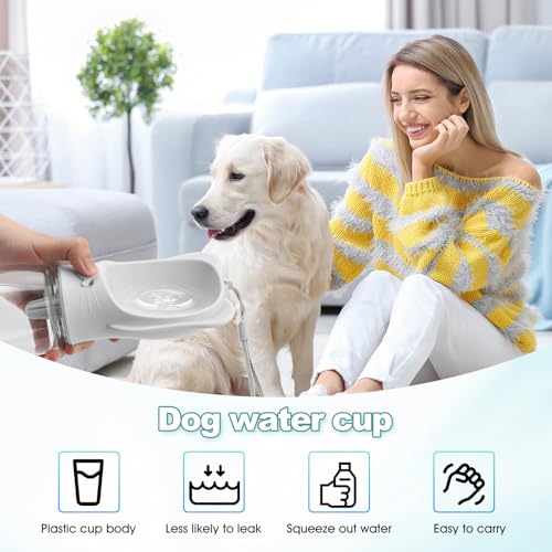 Portable Dogs Water Bottle with Food Storage Container, Leakproof Drinking Water Dispenser Feeder for Outdoor Dog Stuff Ac...