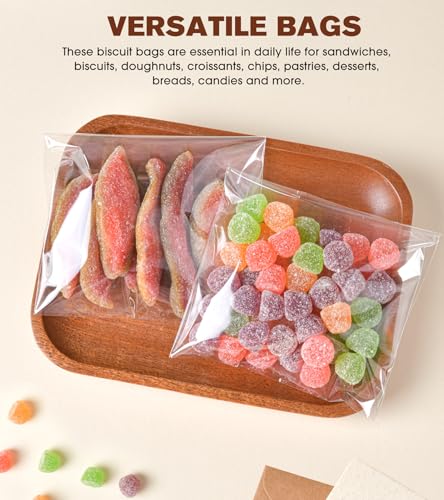 300 Pcs Cookie Bags with Seal, 4x6 Inches Self Sealing Cellophane Bags, Clear Cookie Bag Resealable Treat Bags for Packagi...
