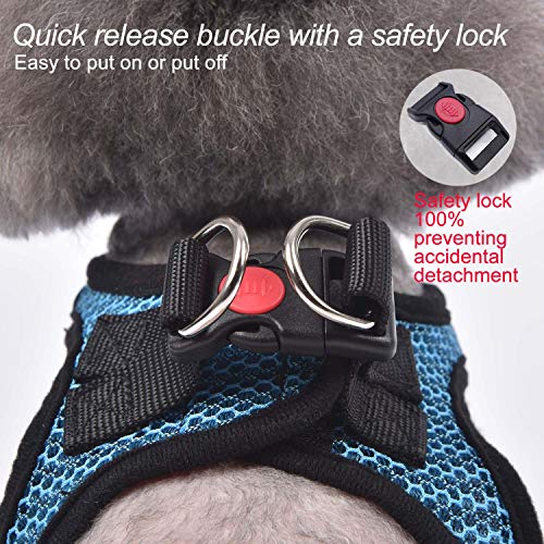 matilor Dog Harness Step-in Breathable Puppy Cat Dog Vest Harnesses for Small Medium Dogs Blue