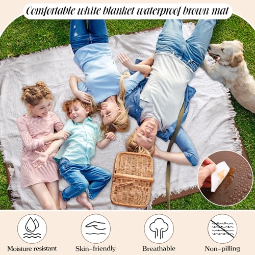 VitalCozy Waterproof Picnic Blankets 71×71 inch Outdoor Blanket Foldable 2 in 1 Double Layer Sandproof Beach Mat with Carr...