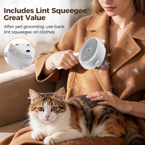 Self Cleaning Shedding Steam Cat Brush, Silicone Scraper Included Dog Brush, Adorable Bear Design, primecat, Cat Brushes f...