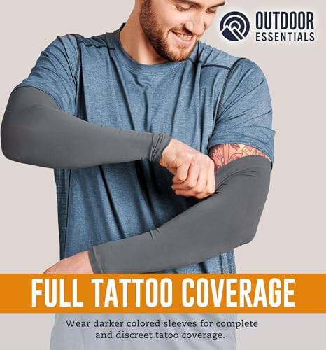 OutdoorEssentials UV Sun Protection Arm Sleeves - Compression Arm Sleeve, UV Arm Sleeves Men, Women - Golf Cooling Sleeves