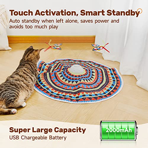 Potaroma Cat Toys Chargeable, 3in1 Hide and Seek, Automatic Interactive Fun, Fluttering Butterfly, Moving Feather, Kitten ...