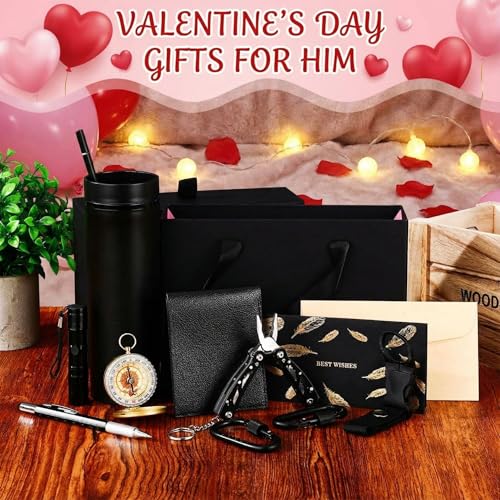 Acellegic 12 Pack Birthday Gift Basket for Men Survival Gift Box Set Tumbler Compass Multitool Pliers Flashlight Pen Whist...