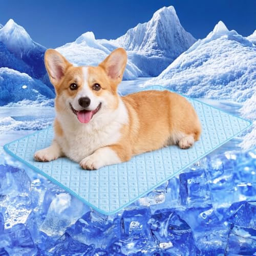 VeMee Dog Cooling Mat Breathable Cooling Mat for Dogs Cats Self Cooling Pad Non-Slip Washable for Indoor Outdoor Pets (Sky...