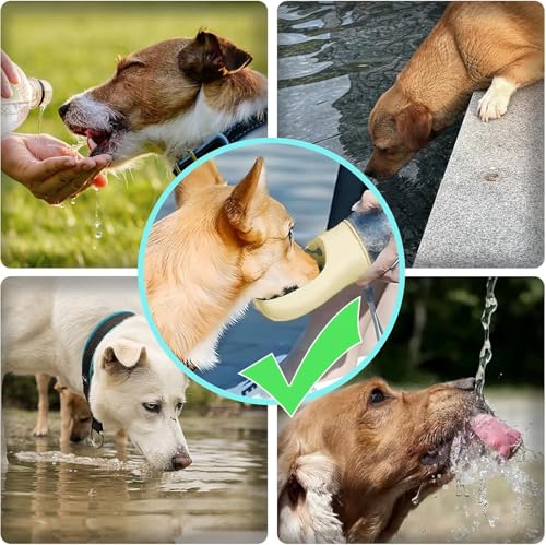 Portable Dog Water Bottle, 12 oz, Leak-Proof Travel Pet Dispenser, Teal,Puppy Water Dispenser with Drinking Feeder for Tra...