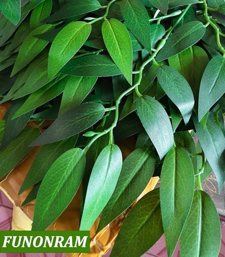 FUNORNAM 8Pcs Italian Ruscus Greenery Stems 26" Artificial Silk Greenery Leaves for DIY Wedding Arch Bouquet Filler Table ...