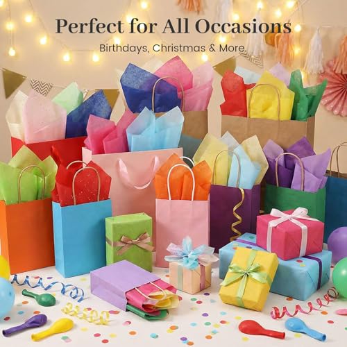 3 Otters 150 Sheets Tissue Paper, 14x20 Inch Tissue Paper for Gift Bags 30 Colors Gift Wrap Supplies Bulk for Crafts Party...
