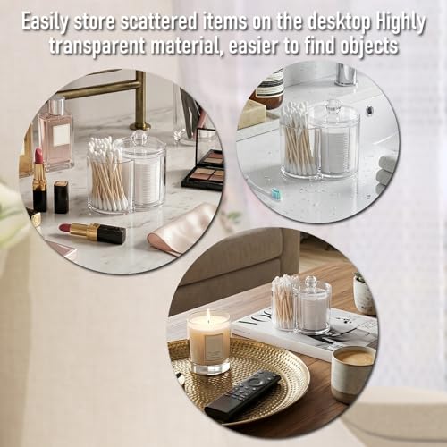Exclaith Cotton Pad Holder Clear Pvc Cotton Ball Holder Makeup Pad Holders Dual Compartment Cottons Swab Dispenser Vanity ...