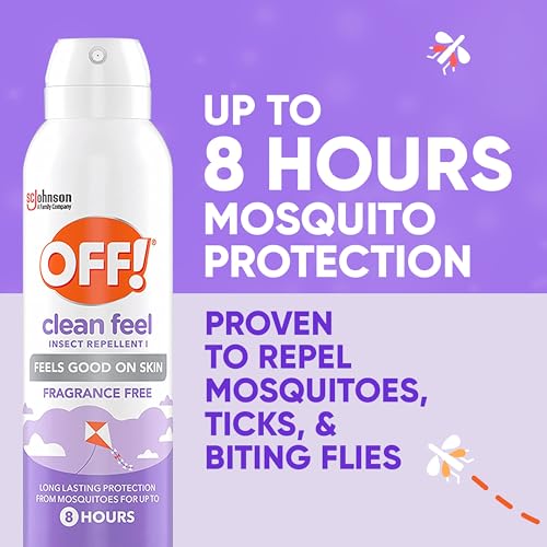 OFF! Clean Feel Insect Repellent Aerosol with 20% Picaridin, Bug Spray with Long Lasting Protection from Mosquitoes, Feels...
