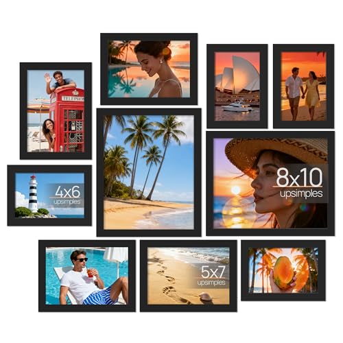 upsimples 10 Pack Picture Frames Collage Wall Decor for Mounting or Tabletop Display, Photo Gallery Frame Set for Family, ...