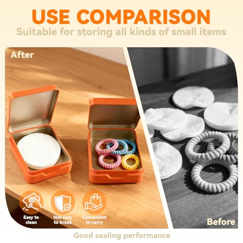 NEETUE 4PCS Portable Travel Cotton Pad Holder & Small Makeup Sponge Storage Box, Bathroom Vanity Canisters Organizer for F...
