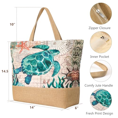 Trifabricy Beach Bag for Women, Large Beach Tote Bags with Zipper, Woven Straw Tote Waterproof, Swim Gym Shopping Travel Bag