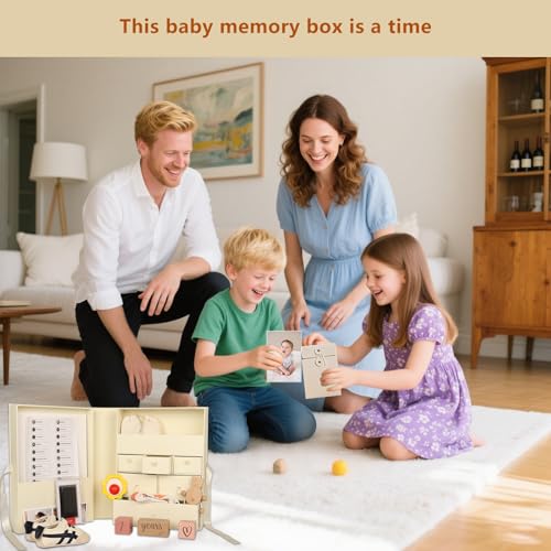 Memory Box for Kids,Baby Keepsake Box, Large Memory Box with Lids 8 Additional Items Neutral Minimalist Newborn Keepsake B...