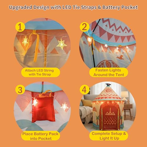 Amplov Tropical Adventure Princess Play Tent for Kids, 53"x41" Island-Themed Pop-Up Playhouse with LED Lights & Carry Bag,...