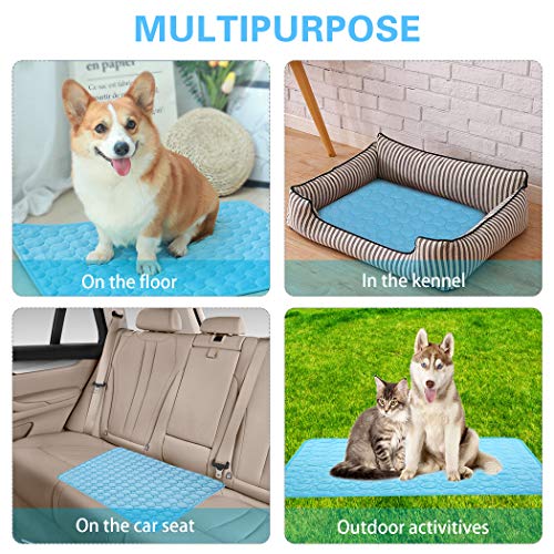 SISROL Self-Cooling Mat for Dogs Cats-Ice Silk Pet Cooling Pad, Portable & Washable Dog Cooling Blanket for Kennel/Sofa/Be...