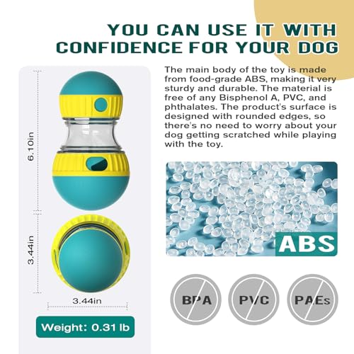 BSISUERM Dog Puzzle Toy Adjustable Treat Dispensing Ball Food Dispenser Tough Slow Feeder Puppy Enrichment Training Toy Pe...