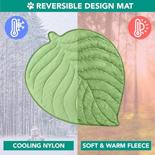 PetAmi Dog Cooling Mat, Leaf Shape, Reversible Cooling Nylon Blanket Soft Fleece Pet Pad for Dogs Cats, Summer All Season ...