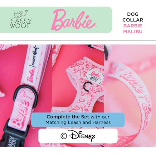 Sassy Woof Dog Collar Barbie™ Malibu - L, Adjustable, Durable, Comfortable and Stylish Pet Accessories for Large Dogs - Of...