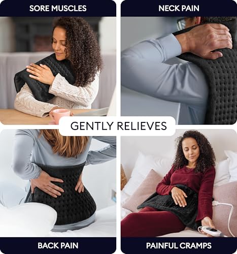GENIANI Electric Heating Pad for Back Pain & Cramps Relief, Electric Throw, Auto Shut Off, Machine Washable, Moist Heat Pa...