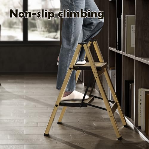 HillhutApex 2 Step Stool, Aluminum Foldable Step Ladder, Lightweight Stable Stool with Wide Non-Slip Pedals, 330lbs Bearin...