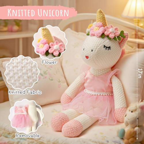 Golray Flower Girl Proposal Gifts Set, Will You Be My Flower Girl Gift with 16in Knitted Unicorn/ 15oz Cup/Floral Sunglass...