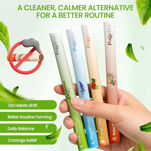 PUFFIAIR Herbal Diffuser Pen 4 Pack, Clean Botanical Aromatherapy Diffusers, Four Aroma Variety Set, Cool Mint & Herbal Sc...