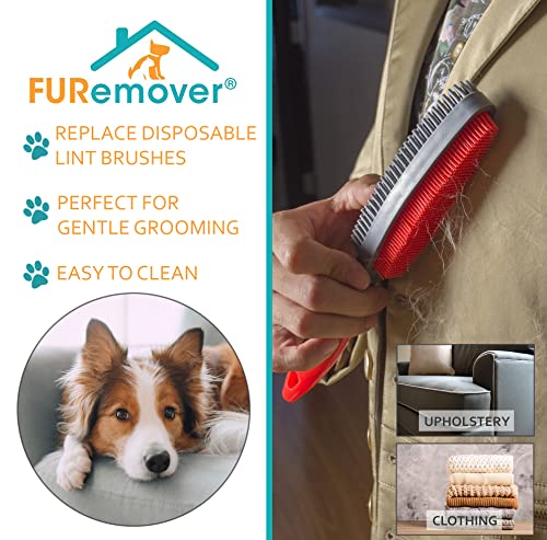 FURemover Duo Pet Hair Rubber Brush, Dual Sided to Easily Remove Fur and Lint from Clothing and Upholstery, Thick Bristles...
