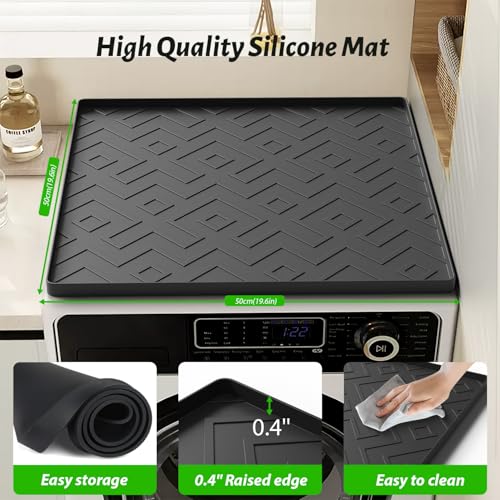 EWX Mini Fridge Silicone Mat 19.7"x19.7"x0.5" - Non-Slip, Spill-Proof, Drip Prevention | Ideal for Refrigerators, Washing ...
