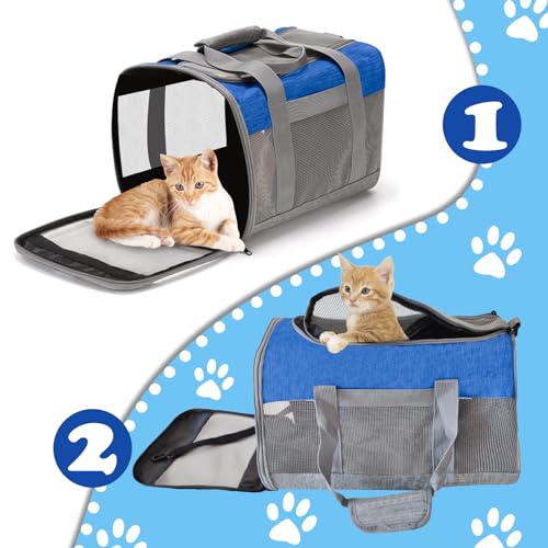 MUYG Soft Sided Pet Carrier for Cat,Airline Approved Cat Carriers Collapsible Portable Kitten Travel Crate Breathable Vent...