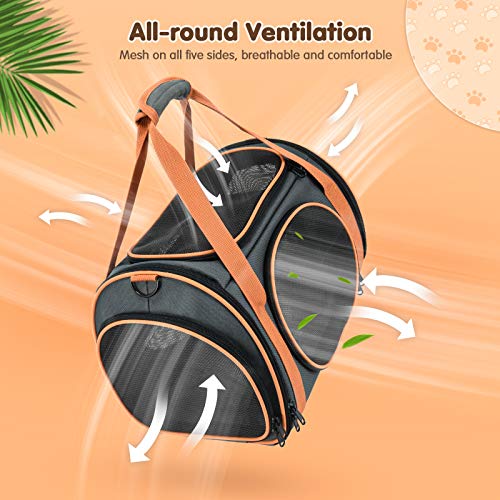 OKMEE Cat Carrier TSA Airline Approved with Ventilation for Small Medium Cats Dogs Puppies, Dog Carrier with Big Space, 5 ...