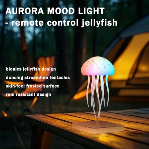 Camdii Jellyfish Lamp with Touch Sensor and Remote Control, Rechargeable Eye Friendly RGB Gradient Jellyfish Night Light a...