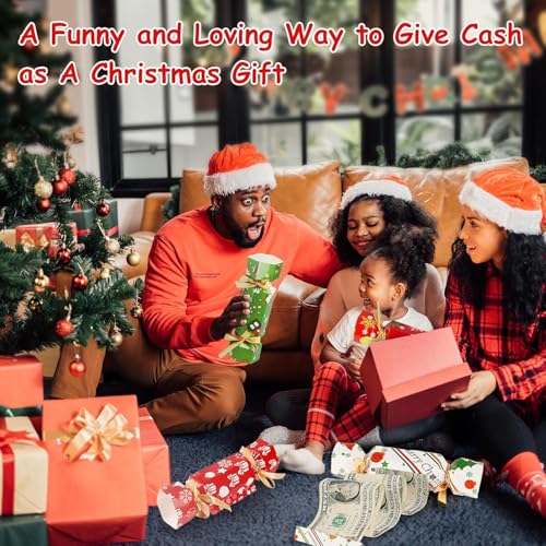 8 Pcs Christmas Surprise Money Pull Pouch Christmas Money Box for Cash Gift Pull Xmas Cash Holder for Cash for Kid Adult w...