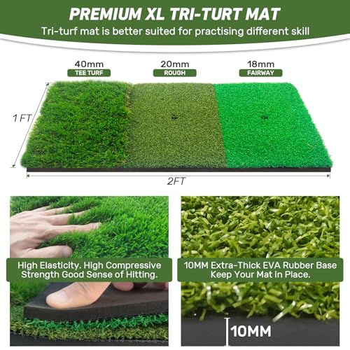 KLAODOT Golf Net with Practice Mat,Golf Hitting Aid Nets 10x7FT for Backyard Driving Chipping Training Swing with Target M...