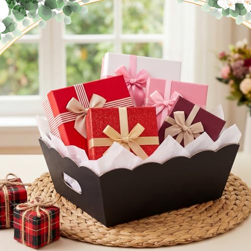 Fuyoooo 8 Pack Baskets for Gifts Empty to Fill, Sturdy 10" x 8" Scalloped Edged Empty Gift Basket Kit Bulk with Handles, 8...