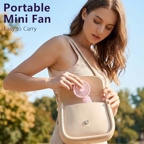JODNO Mini Portable Handheld Fan 4-Pack, USB Rechargeable Battery Powered Small Personal Fan Desk Eyelash Fans with 3 Spee...