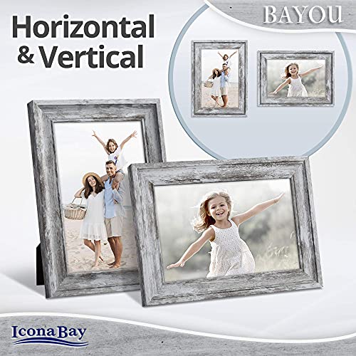 Icona Bay 4x6 Azure Gray Picture Frame, Cape Cod Style 4 x 6 Photo Frame, Table Top or Wall Mount, Bayou Collection